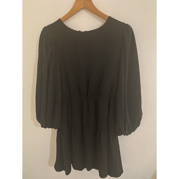 Cece Black Dress Puff Sleeves Short Size S - Picture 7 of 7